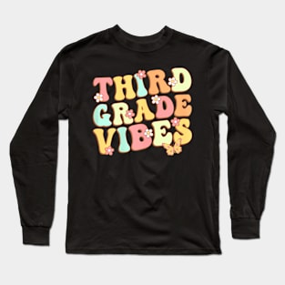 Third Grade Vibes  Team 3rd Grade Teacher Kids Retro Long Sleeve T-Shirt